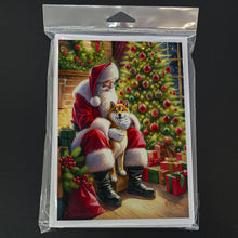 Load image into Gallery viewer, Shiba Inu and Santa Claus Greeting Cards - Blank Note Cards – 8-Pack of Artist-Designed Cards with Envelopes