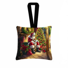 Load image into Gallery viewer, Shiba Inu and Santa Claus Hanging Square Fabric Ornament 3.5 × 3.5