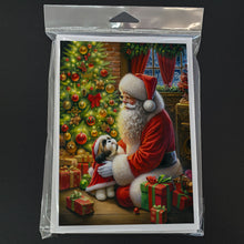 Load image into Gallery viewer, Shih Tzu and Santa Claus Greeting Cards - Blank Note Cards – 8-Pack of Artist-Designed Cards with Envelopes