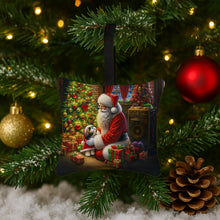 Load image into Gallery viewer, Shih Tzu and Santa Claus Hanging Square Fabric Ornament 3.5 × 3.5