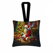 Load image into Gallery viewer, Shih Tzu and Santa Claus Hanging Square Fabric Ornament 3.5 × 3.5