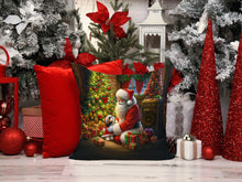Load image into Gallery viewer, Shih Tzu and Santa Claus Throw Pillow - 14x14 Decorative Pillow – Art for Your Home &amp; Patio