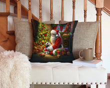 Load image into Gallery viewer, Shih Tzu and Santa Claus Throw Pillow - 14x14 Decorative Pillow – Art for Your Home &amp; Patio