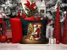 Load image into Gallery viewer, Wheaten Terrier and Santa Claus Throw Pillow - 14x14 Decorative Pillow – Art for Your Home &amp; Patio
