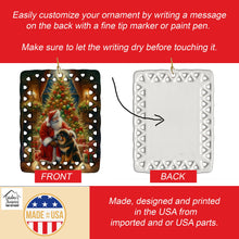 Load image into Gallery viewer, Tibetan Mastiff and Santa Claus Porcelain Ornament