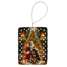 Load image into Gallery viewer, Tibetan Mastiff and Santa Claus Porcelain Ornament
