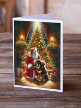 Load image into Gallery viewer, Tibetan Mastiff and Santa Claus Greeting Cards - Blank Note Cards – 8-Pack of Artist-Designed Cards with Envelopes