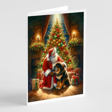 Load image into Gallery viewer, Tibetan Mastiff and Santa Claus Greeting Cards - Blank Note Cards – 8-Pack of Artist-Designed Cards with Envelopes