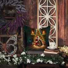 Load image into Gallery viewer, Tibetan Mastiff and Santa Claus Throw Pillow - 14x14 Decorative Pillow – Art for Your Home &amp; Patio