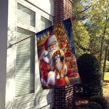 Load image into Gallery viewer, Tibetan Spaniel and Santa Claus House Flag