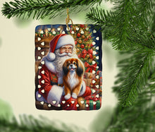 Load image into Gallery viewer, Tibetan Spaniel and Santa Claus Porcelain Ornament