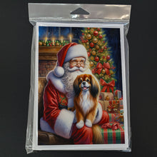 Load image into Gallery viewer, Tibetan Spaniel and Santa Claus Greeting Cards - Blank Note Cards – 8-Pack of Artist-Designed Cards with Envelopes