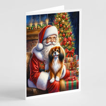 Load image into Gallery viewer, Tibetan Spaniel and Santa Claus Greeting Cards - Blank Note Cards – 8-Pack of Artist-Designed Cards with Envelopes