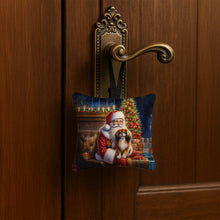 Load image into Gallery viewer, Tibetan Spaniel and Santa Claus Hanging Square Fabric Ornament 3.5 × 3.5