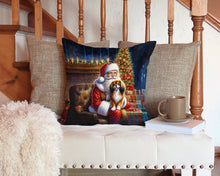 Load image into Gallery viewer, Tibetan Spaniel and Santa Claus Throw Pillow - 14x14 Decorative Pillow – Art for Your Home &amp; Patio