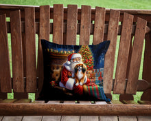 Load image into Gallery viewer, Tibetan Spaniel and Santa Claus Throw Pillow - 14x14 Decorative Pillow – Art for Your Home &amp; Patio
