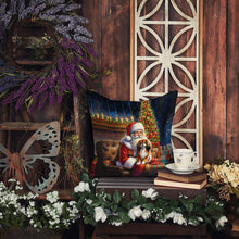 Load image into Gallery viewer, Tibetan Spaniel and Santa Claus Throw Pillow - 14x14 Decorative Pillow – Art for Your Home &amp; Patio