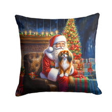 Load image into Gallery viewer, Tibetan Spaniel and Santa Claus Throw Pillow - 14x14 Decorative Pillow – Art for Your Home &amp; Patio