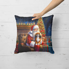 Load image into Gallery viewer, Tibetan Spaniel and Santa Claus Throw Pillow
