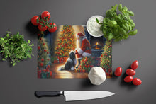 Load image into Gallery viewer, Tibetan Terrier and Santa Claus Glass Cutting Boards – Durable, Decorative Kitchen Art