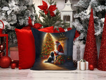 Load image into Gallery viewer, Tibetan Terrier and Santa Claus Throw Pillow - 14x14 Decorative Pillow – Art for Your Home &amp; Patio