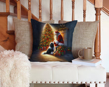 Load image into Gallery viewer, Tibetan Terrier and Santa Claus Throw Pillow - 14x14 Decorative Pillow – Art for Your Home &amp; Patio