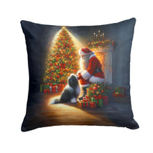 Load image into Gallery viewer, Tibetan Terrier and Santa Claus Throw Pillow - 14x14 Decorative Pillow – Art for Your Home &amp; Patio
