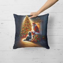 Load image into Gallery viewer, Tibetan Terrier and Santa Claus Throw Pillow