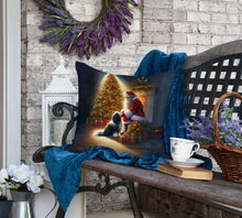 Load image into Gallery viewer, Tibetan Terrier and Santa Claus Throw Pillow