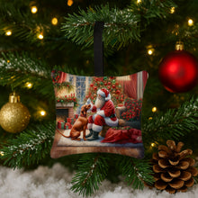 Load image into Gallery viewer, Vizsla and Santa Claus Hanging Square Fabric Ornament 3.5 × 3.5