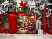 Load image into Gallery viewer, Vizsla and Santa Claus Throw Pillow - 14x14 Decorative Pillow – Art for Your Home &amp; Patio