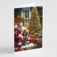 Load image into Gallery viewer, Weimaraner and Santa Claus Greeting Cards - Blank Note Cards – 8-Pack of Artist-Designed Cards with Envelopes