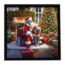 Load image into Gallery viewer, Weimaraner and Santa Claus Framed Metal Print
