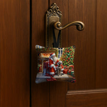 Load image into Gallery viewer, Weimaraner and Santa Claus Hanging Square Fabric Ornament 3.5 × 3.5