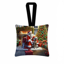 Load image into Gallery viewer, Weimaraner and Santa Claus Hanging Square Fabric Ornament 3.5 × 3.5