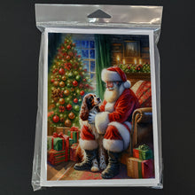 Load image into Gallery viewer, Welsh Springer Spaniel and Santa Claus Greeting Cards - Blank Note Cards – 8-Pack of Artist-Designed Cards with Envelopes