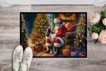 Load image into Gallery viewer, Welsh Springer Spaniel and Santa Claus Doormat-24x36 Indoor / Outdoor Rug | Made in USA