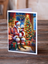 Load image into Gallery viewer, Westie and Santa Claus Greeting Cards - Blank Note Cards – 8-Pack of Artist-Designed Cards with Envelopes