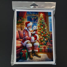 Load image into Gallery viewer, Westie and Santa Claus Greeting Cards - Blank Note Cards – 8-Pack of Artist-Designed Cards with Envelopes