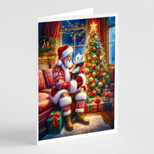 Load image into Gallery viewer, Westie and Santa Claus Greeting Cards - Blank Note Cards – 8-Pack of Artist-Designed Cards with Envelopes