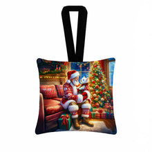 Load image into Gallery viewer, Westie and Santa Claus Hanging Square Fabric Ornament 3.5 × 3.5