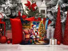 Load image into Gallery viewer, Westie and Santa Claus Throw Pillow - 14x14 Decorative Pillow – Art for Your Home &amp; Patio