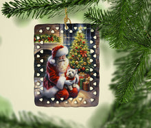 Load image into Gallery viewer, Westie and Santa Claus Porcelain Ornament