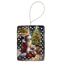 Load image into Gallery viewer, Westie and Santa Claus Porcelain Ornament