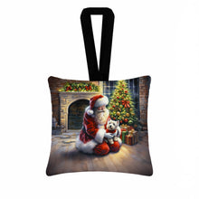 Load image into Gallery viewer, Westie and Santa Claus Hanging Square Fabric Ornament 3.5 × 3.5