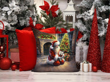 Load image into Gallery viewer, Westie and Santa Claus Throw Pillow - 14x14 Decorative Pillow – Art for Your Home &amp; Patio