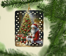 Load image into Gallery viewer, Fox Terrier and Santa Claus Porcelain Ornament