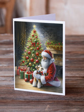 Load image into Gallery viewer, Fox Terrier and Santa Claus Greeting Cards - Blank Note Cards – 8-Pack of Artist-Designed Cards with Envelopes
