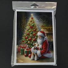 Load image into Gallery viewer, Fox Terrier and Santa Claus Greeting Cards - Blank Note Cards – 8-Pack of Artist-Designed Cards with Envelopes
