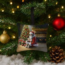 Load image into Gallery viewer, Fox Terrier and Santa Claus Hanging Square Fabric Ornament 3.5 × 3.5